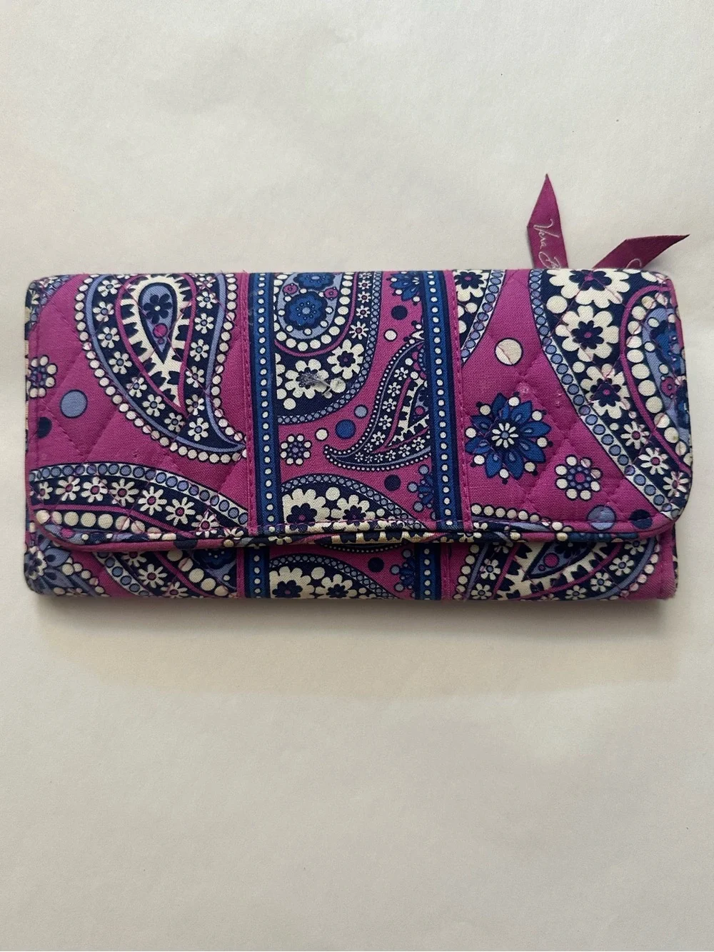 Blue and Purple Paisley Vera Bradley Gallery Wallet (Discontinued Pattern)